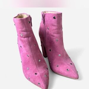 Katy Perry Pink Suede Studded Ankle Boots